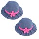 thumbnail image 1 of Sombrero de sol de mezclilla para niñas, 2 uds., cinta de lunares y sombrero de pesca de flor Magenta, sombreros de primavera y verano, 1 of 5