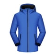 thumbnail image 1 of hirigin Women Men Outdoor Plush Jacket Solid Color Long Sleeves Zipper Closure Hiking Hood Coat, 1 of 3