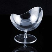 Oasis Creations Scallop Stem Cup - Parfait Serving Bowl - 24 Count - Clear Hard Plastic - Appetizer Cup - Disposable or Reusable - 2 ounce - Ideal for Desserts, Appetizers, Puddings