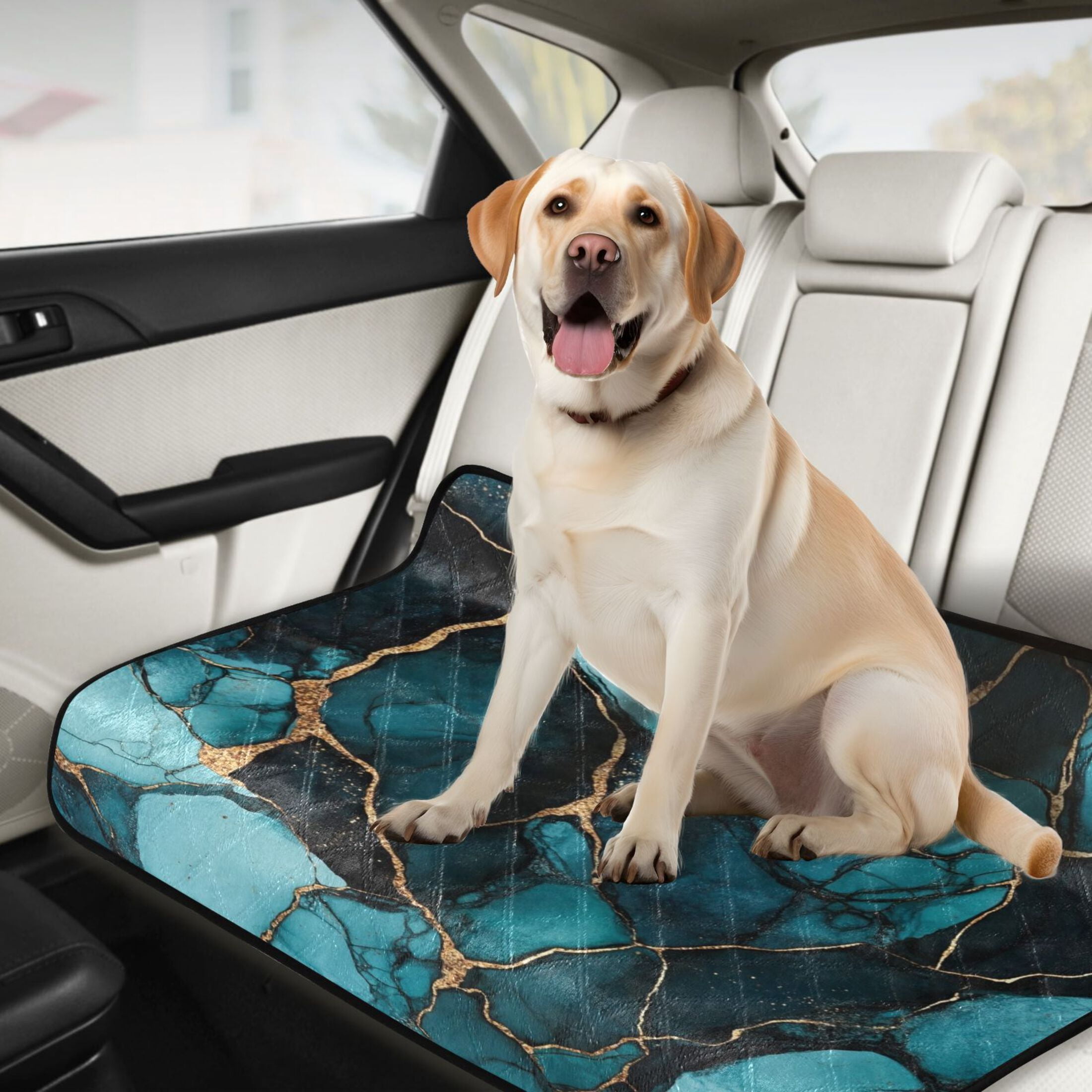 Qxltty Dark Green Gild Marble Cat litter Pads Pet Set of 2 Diaper Mats Center Anti-leakage Layer Absorbent Soft and Comfortable