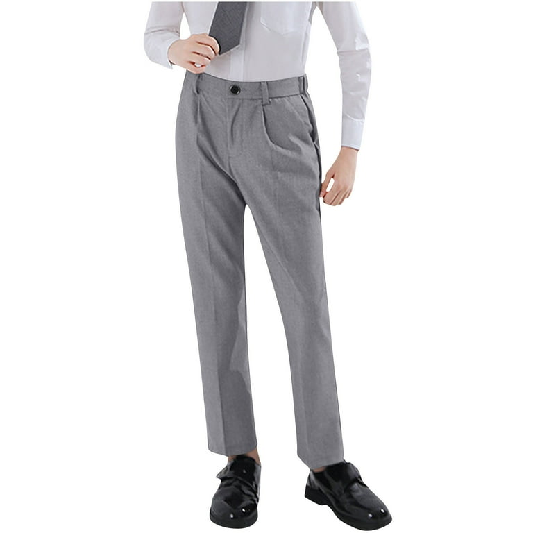 HAOTAGS Toddler Boys' Dress Pants, with Pockets Solid Zipper Straight Leg  Pants Gray 5-6T - Walmart.com