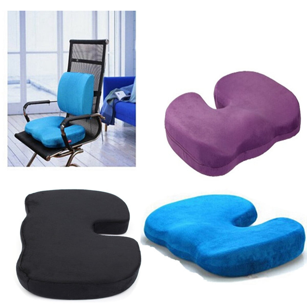 Memory Foam Plush Ocks Pillow Car Home Office Chair Seat Cushion Memory Foam Plush Ocks Pillow Car Home Office Chair Seat Cushion Back Ache Pain Orthopedic Pad Support Com