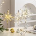 thumbnail image 3 of Adornos de árbol de Navidad con purpurina dorada, adorno de árbol de estrella iluminado con luces LED blancas cálidas para decoración de vacaciones, decoración interior de fiesta, 3 of 5