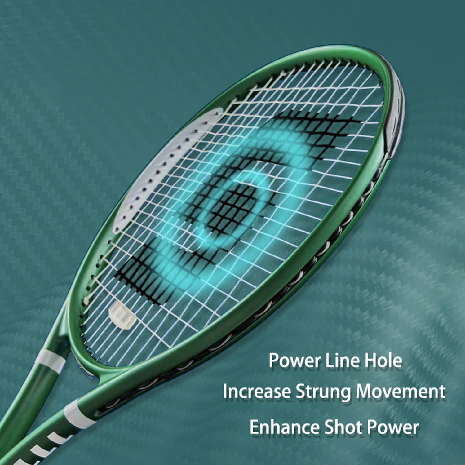 SALYWEE RaceRun Composite Carbon Fiber Adult Tennis Racket, 300±10g (Strung), 50-60LBS, Dark Green Frosted Frame, Beginner Training
