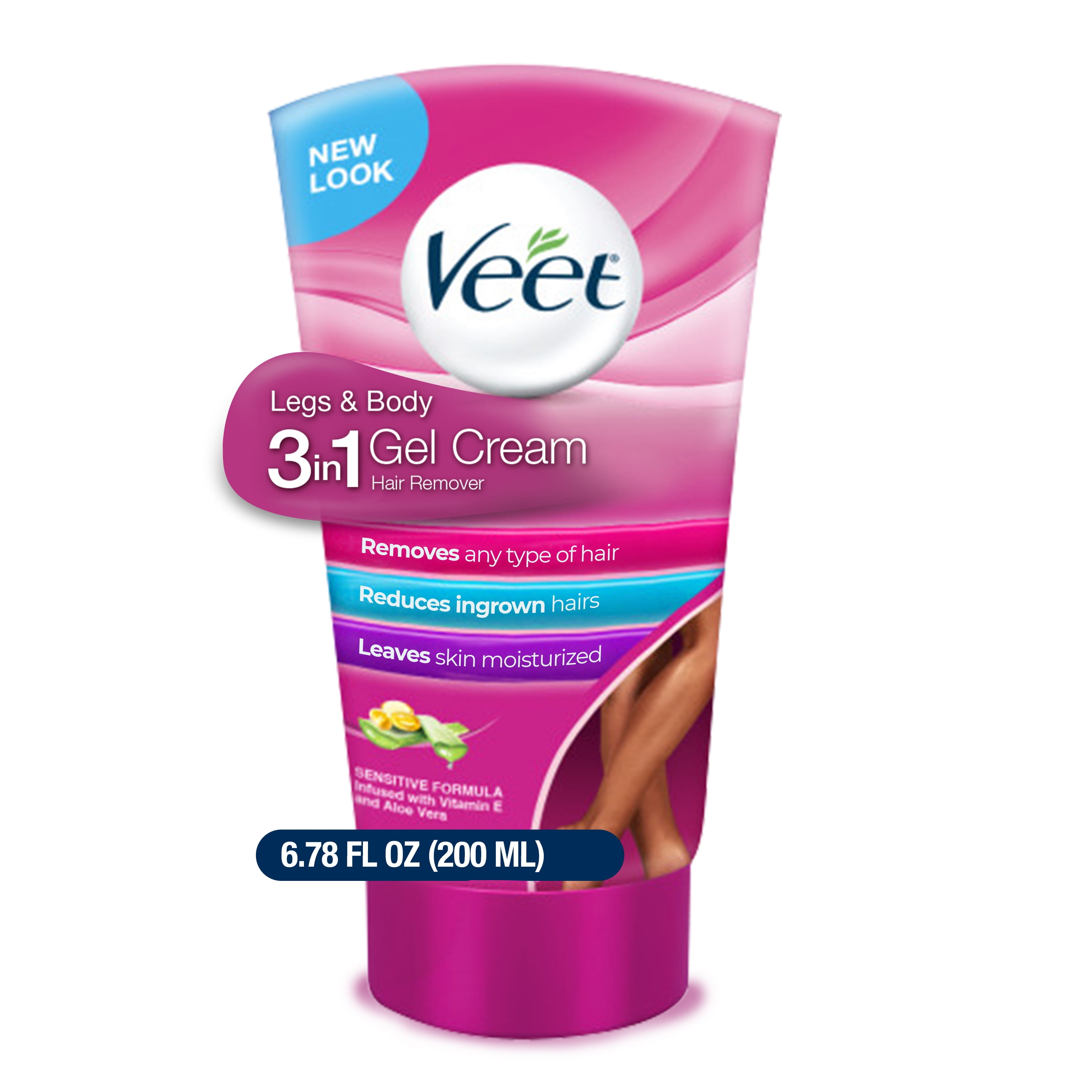 Hair Removal Cream – VEET Legs & Body 3 in 1 Gel Cream Hair Remover,  Sensitive Formula with Aloe Vera and Vitamin E,  fl ozTube 
