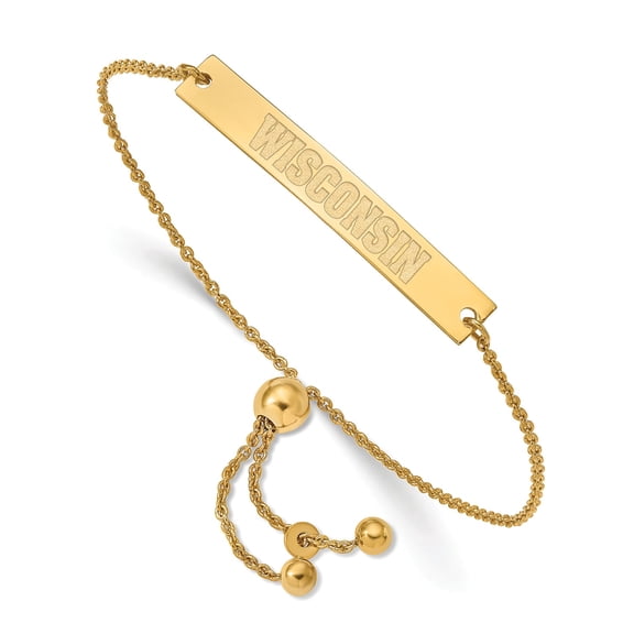 Women's Wisconsin Badgers Sterling Silver Gold-Plated Adjustable Bar Bracelet