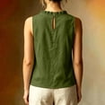thumbnail image 6 of Women's Ruffle Trim Sleeveless Tank Top Summer Loose Fit High Neck Plain Shirts Casual Comfy Boho Beach Travel Tops Army Green, 6 of 6