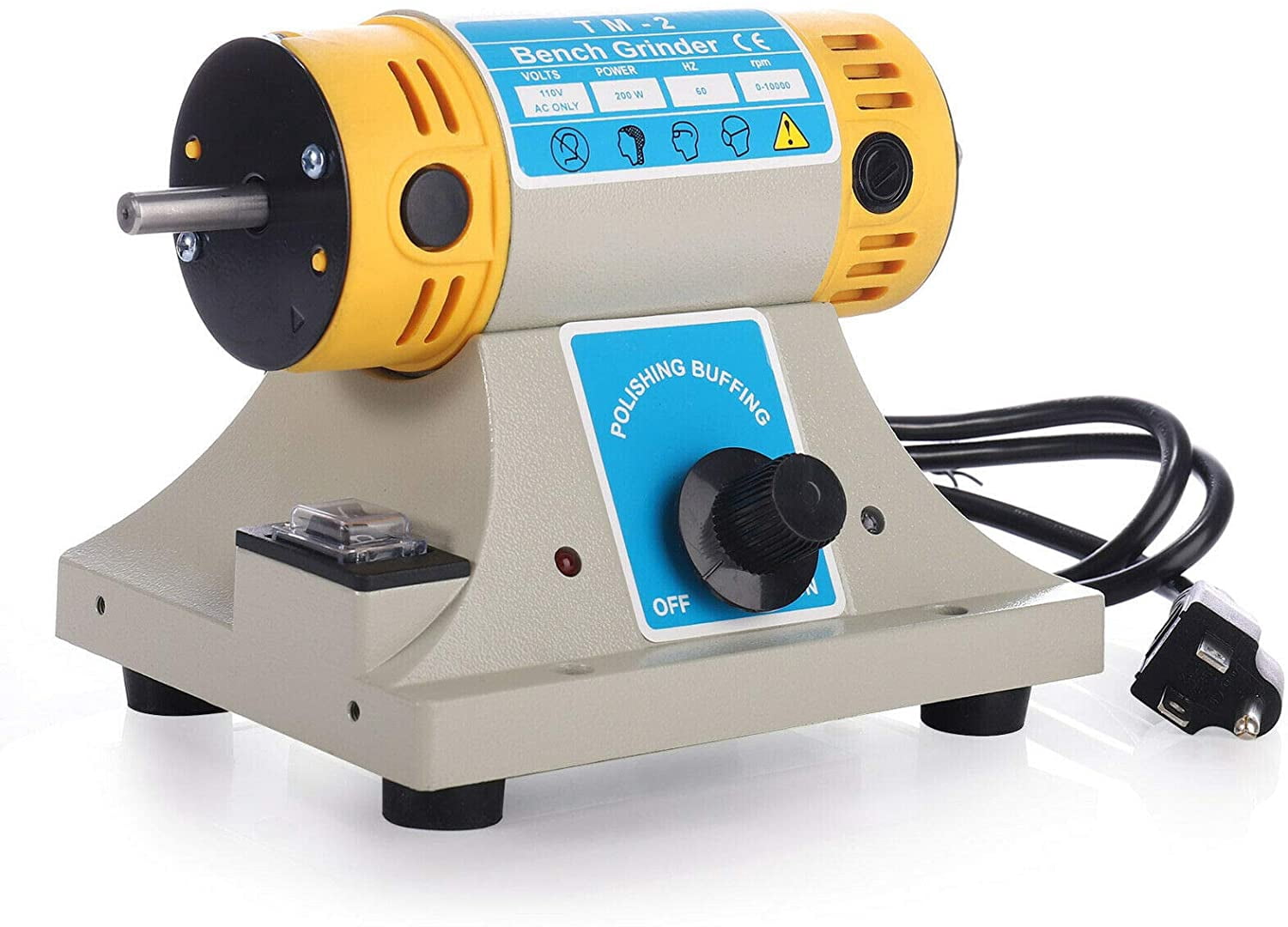 Jewelry Gem Polishing Grinding Machine Bench Lathe Rock Saw Polisher Buffer with Flexible Shaft,110V Mini Table Saw DIY Jewelry Grinder Equipment Tool 0-10000r/min