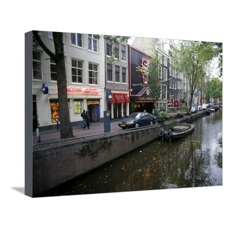 Red Light District Along One of the City Canals, Amsterdam, the Netherlands (Holland) Stretched Canvas Print Wall Art By Richard