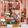 thumbnail image 2 of DIY Flower Shop Dollhouse Kit with LED Lights, Wooden Miniature House Building Set for Adults, 2 of 6