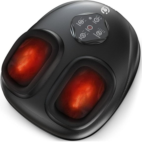 CooCoCo Shiatsu Foot Massager with Heat, Feet Massage Machine with Kneading, Compression for Plantar Fasciitis, Neuropathy Tired Foot Blood Circulation, Gifts for Women Men Mom Dad, Size 14''