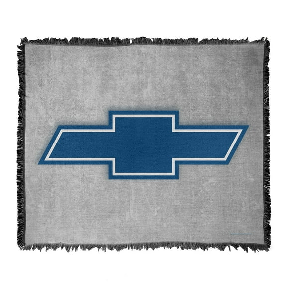 Chevrolet Blanket, 50'x60' Simple Vintage Bowtie Woven Tapestry Cotton Blend Fringed Throw