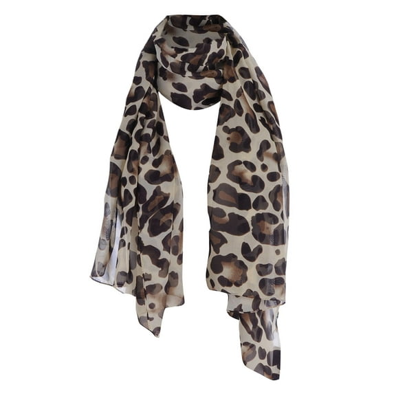 Feinuhan S/M Fit Yellow All Over Leopard Print Semi Sheer Long Shawl Scarf