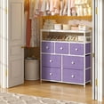 thumbnail image 2 of HYJY Dresser for Bedroom with 7 Drawers, Purple Dressers & Chests of Drawers, Dresser for Clothes Storage with Wooden Top and Metal Frame, Entertainment Center, Purple, 2 of 17