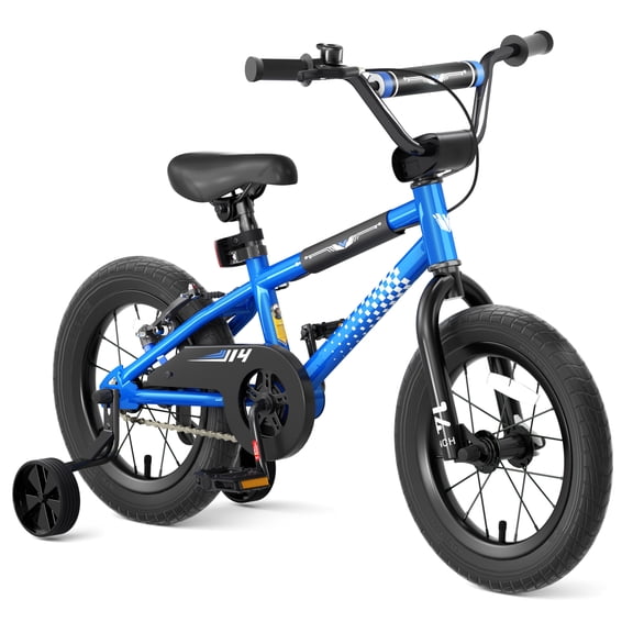 Korimefa Kids Bike, 14 inch Kids Bike BMX Style Bicycle with Training Wheels Coaster Brake for 4 5 6 7 Years Old Toddlers Boys Girls Multiple Colors (Blue)
