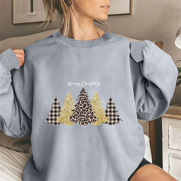 zanvin Womens Plus Size Christmas Sweatshirt Funny Cute Graphic Oversized  Pullover 2023 Trendy Casual Long Sleeve Tops,Clearance Sale,Gray,XL