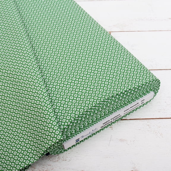 Premium Cotton Quilting Fabric Sold By The Yard - Confetti Brights Collection - 44" Width - 100% Cotton - Quilting, Sewing, Crafts - Green Diamonds