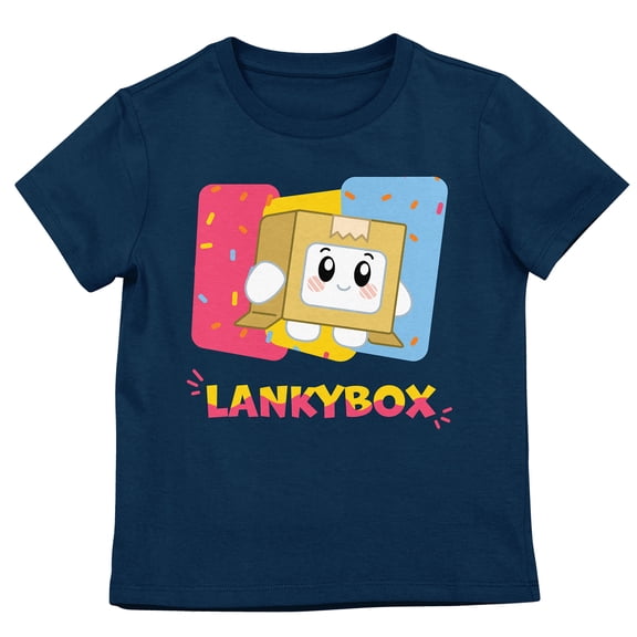 Lanky Box Boxy With Colorful Boxes Toddler Navy Crew Neck Short Sleeve T-shirt-Medium