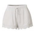 thumbnail image 2 of Njoeus Shorts for Women, Summer Lace Trim Lounge Shorts Women's Casual Loose Cotton Linen Pajama Shorts with Elastic High Waist Drawstring S-5XL (Available in Plus Size), 2 of 3
