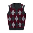 thumbnail image 5 of FINALGANG Men's Knitted Sweater Vest Diamond Pattern Relaxed Fit Pullover Sleeveless V Neck Jumper For Casual Daily Wear Versatile Knitwear, 5 of 6