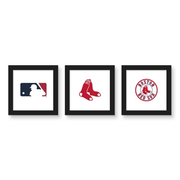 Gallery Pops MLB - Boston Red Sox - Team Wall Art Bundle (3-Pack), Black Framed Version, 12" x 12"