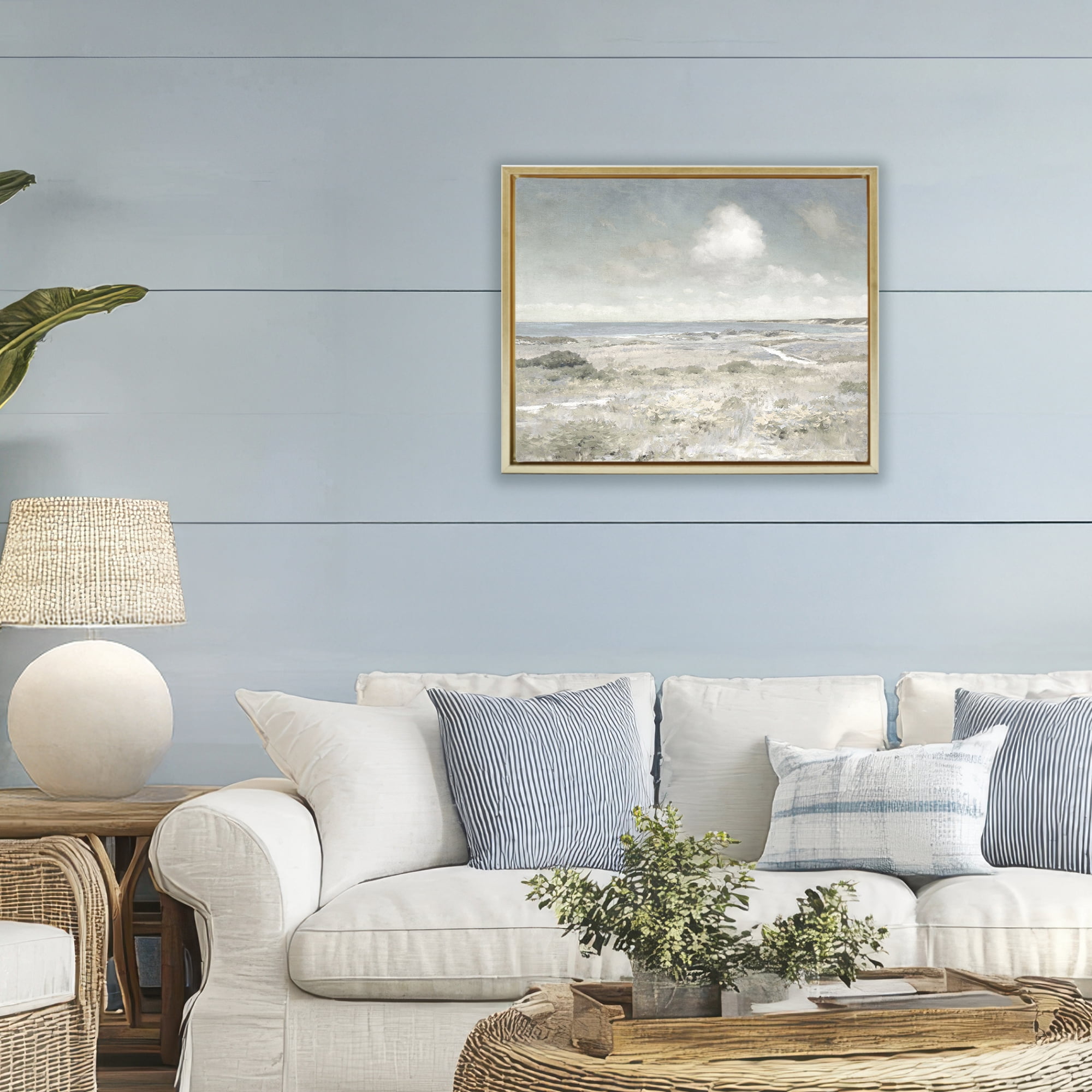 Stupell Industries By The Shore Neutrals Gold Framed Floater Canvas Wall Art, design by Christy McKee