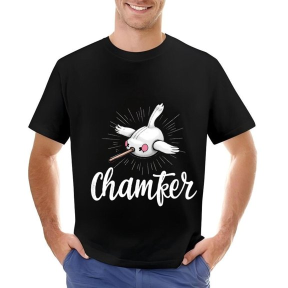 Men's Cotton Short Sleeve T-Shirt - Playful Chamker Graphic Tee in Black