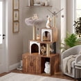 thumbnail image 5 of 2-in-1 Cat Tree with Hidden Litter Box Enclosure, Wooden Cat Tower & Litter Box Cabinet – Scratching Posts, Cat Condo Cave, Storage, Washable Cushion, 5 of 8