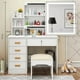 thumbnail image 3 of Buro Con Espejo Luz Led Vanity Taburet 5 Cajones Blanco, 3 of 5