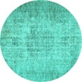 thumbnail image 1 of Ahgly Company Indoor Round Persian Turquoise Blue Traditional Area Rugs, 7' Round, 1 of 4