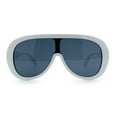 thumbnail image 3 of Bold Oversized Shield Thick Plastic Retro Racer Fashion Sunglasses White - Black, 3 of 8