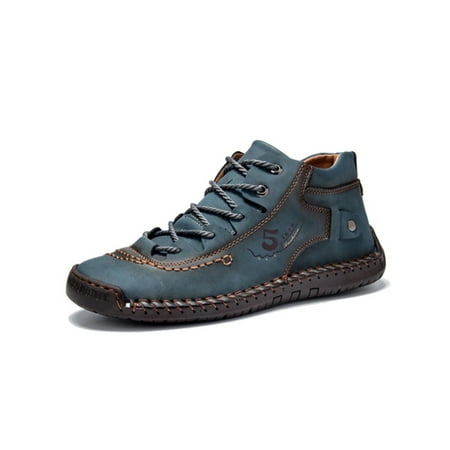 

SIMANLAN Men Casual Flats Non-Slip Mid Top Work Lightweight Driving Shoe Blue Plush Lined 8.5