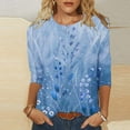 thumbnail image 2 of CYMMPU Floral Pattern 3/4 Sleeve Blouses for Women Dressy Casual Tunic Tops Round Neck Loose Fit Fall Trendy Shirts Spring Tops Lightweight Basic Tees XXXXXL, 2 of 5