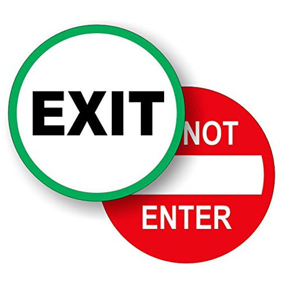 (Pair) 5-inch Round EXIT and DO NOT ENTER Vinyl Door Decals | Weatherproof Stickers | Glass Entry Labels Handicap Automatic Door Business Home Office Retail Store Signs Compliance Entrance