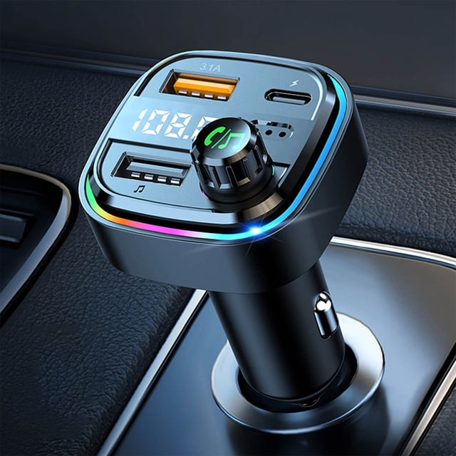 Dvkptbk One to Two Car Charging Bluetooth 5.0 Transmitter for Car Bluetooth Car Adapter with USB Charging Car Charger MP3 Player Hands Calling