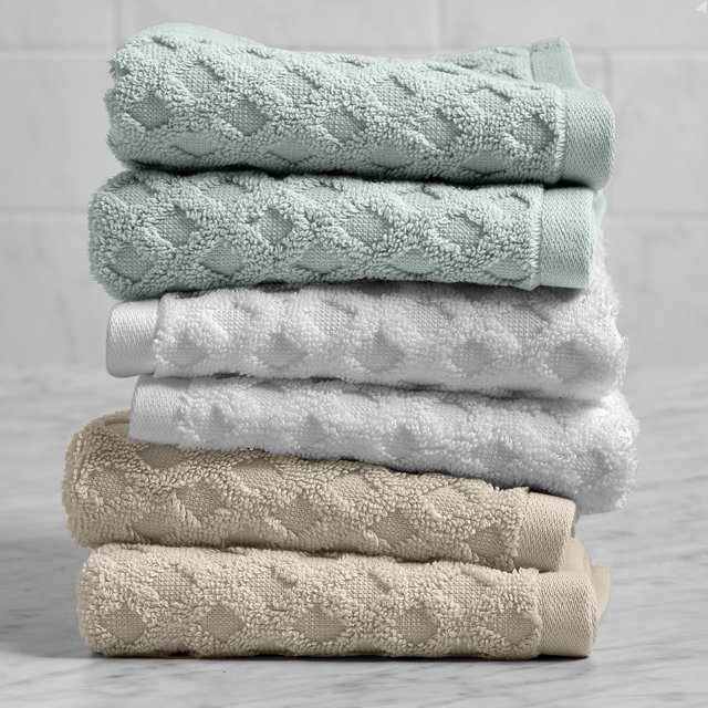 Aquifer/White/Beige Textured 6Piece Washcloth Set, Better Homes