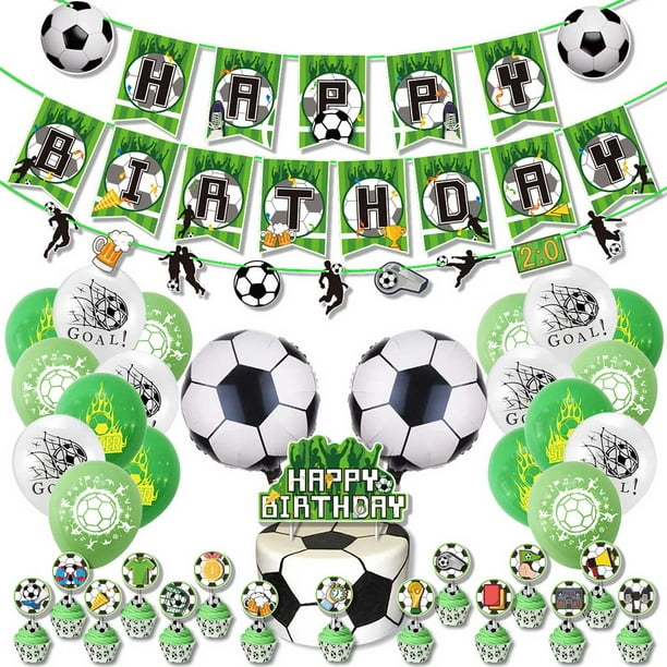 Football fête d'anniversaire décoration Latex bannière approvisionnement  ensemble gâteau Topper ballons Football sport Banquet mise en page  décorative accessoires approvisionnement 