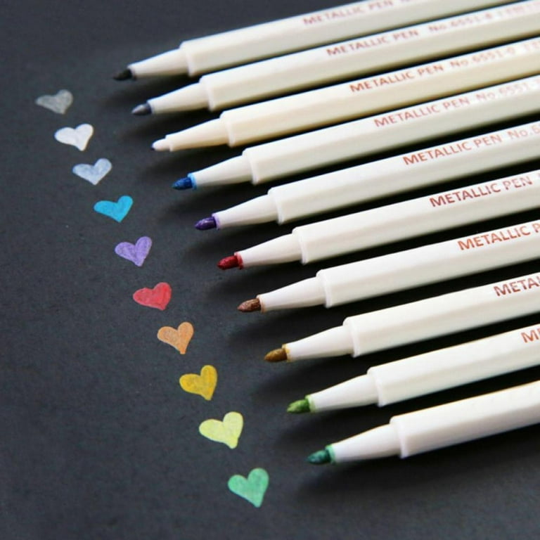 10 Color Metallic Marker Pen Scrapbooking Sketch Crafts Fine Liner Graphic  Drawing Art For Stationery School Supplies