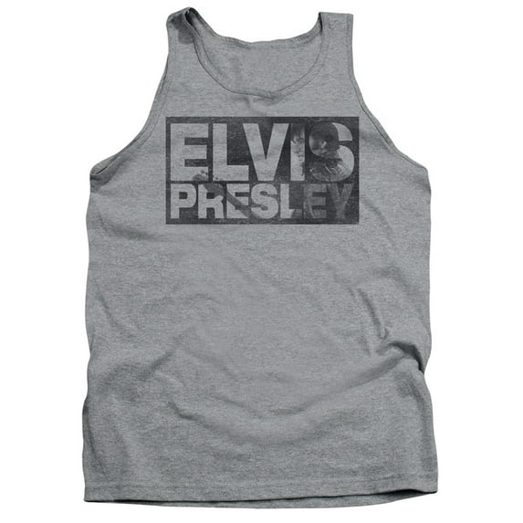 Elvis Presley Block Letters Adult Tank Top T-Shirt Athletic Heather