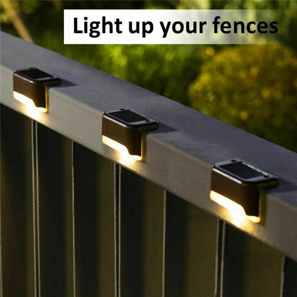 4 Pcs Led Solar Deck Lights , Solar Step Lights Auto On/Off Solar Powered Outdoor ，Waterproof Led Solar Fence Lamp for Patio Pool ，Steps,Fence,Deck,Railing and Stairs (Warm White) - image 2 of 11
