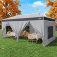 thumbnail image 6 of SANOPY 10' x 20' Pop Up Instant Canopy Tent with Push Center Lock, Air Vent, Removable Sidewalls & Reflective Strips Outdoor Shelter for Party, Camping, Beach, Market, Gray, 6 of 8