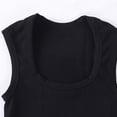 thumbnail image 4 of Qiopertar Women's Solid Color Square Neck Ribbed Yoga Sports Tank Top Casual Comfy Stretchy Workout Running Quick Dry Basic Camisole, Black S, 4 of 6