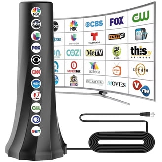 Antenna TV Digitale Interna/Esterna 300 Miglia – 4K 1080p VHF/UHF Con Cavo 13FT – Amplificata