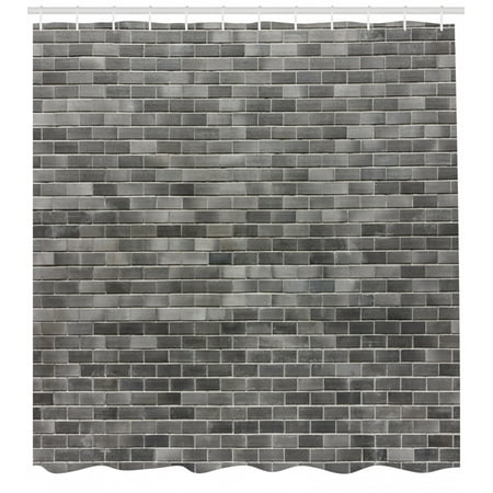 Grey And White Shower Curtain Modern Brick Wall Tiles Urban