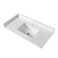 thumbnail image 3 of 43 Inch Sintered Stone Bathroom Vanity Top White - 4" Backsplash, Pre-drilled Faucet Hole, Rectangular Sink, Glowthe-dark With Holes And Backsplash, 3 of 7