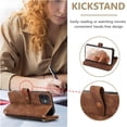 thumbnail image 2 of Case for iPhone 12 Mini 5.4 inch, 9 Card Slots Retro Leather Wallet Shockproof Flip Cover with Hand Strap Card Slots Zipper Pocket Kickstand Handbag Magnetic Closure - Retro Brown, 2 of 15