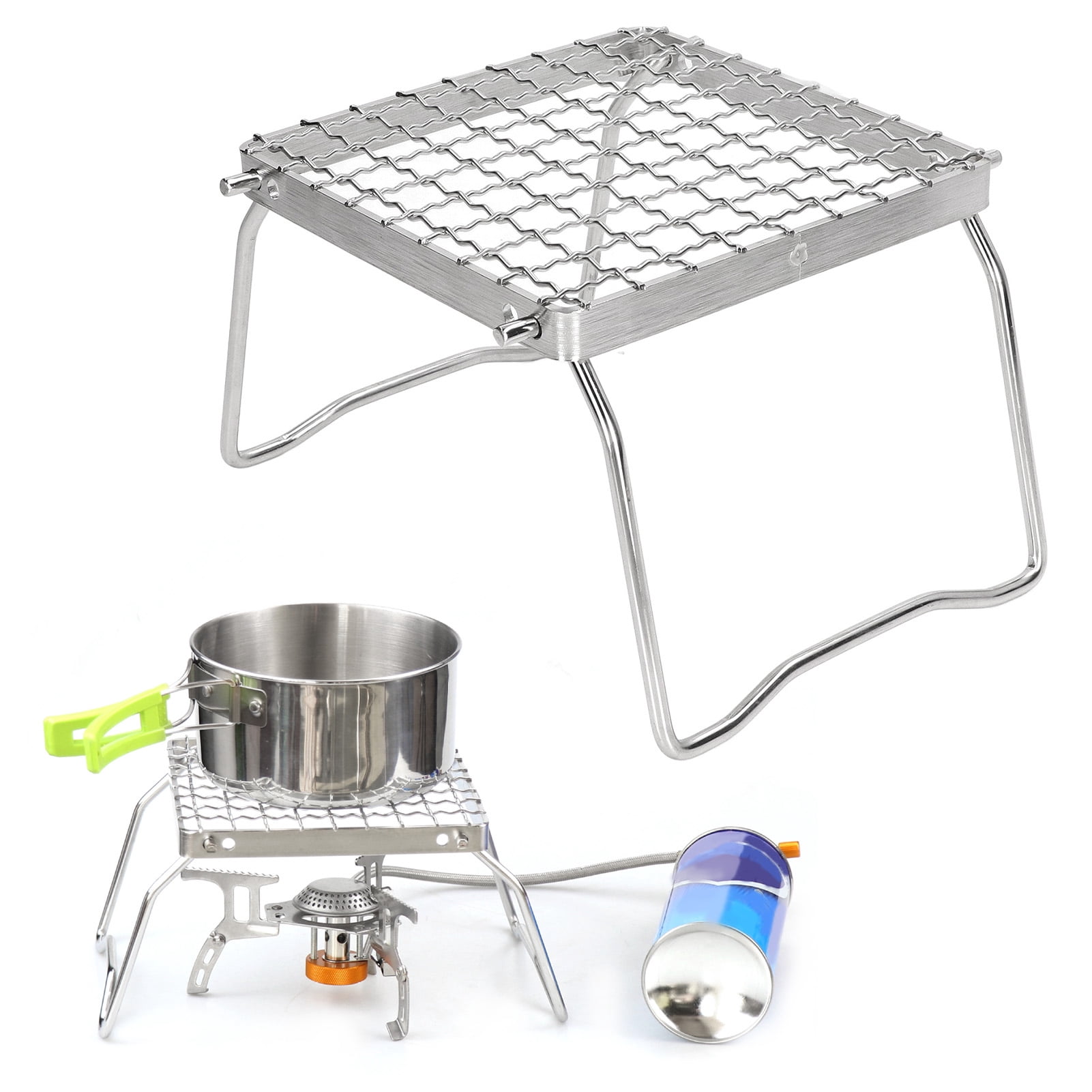 Grille De Cuisson Pliable En Inox - Pour Barbecue Feu De Camp, Jardin, Randonnée (tailles M Et L)