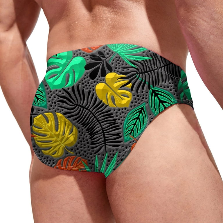 heyac Men's Ployester Swimsuit Bikini Briefs with Adjustable