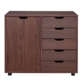 thumbnail image 4 of Single Door Five Drawers MDF With PVC Wooden Filing Cabinet Dark Brown, 4 of 8