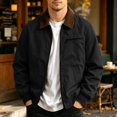 thumbnail image 2 of Men's Casual Bomber Jacket Zip-Up Golf Jacket Black Size XL, 2 of 4